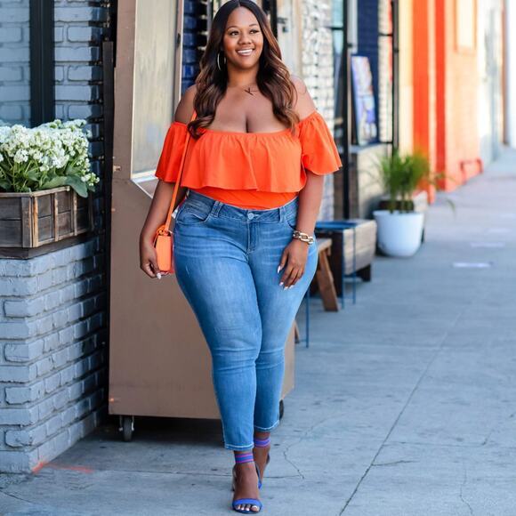 New! Eloquii‎ off the shoulder ruffle crop top, women plus size 26 - Picture 12 of 13